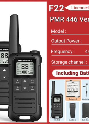 2PCS Baofeng F22 PMR FRS Mini Walkie Talkie Waterproof Type-C