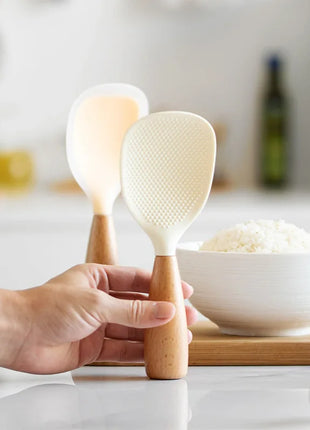 1Pcs Silicone Spoon Non-stick Cooking Spoon Anti-scalding Pot Rice