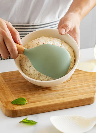 1Pcs Silicone Spoon Non-stick Cooking Spoon Anti-scalding Pot Rice