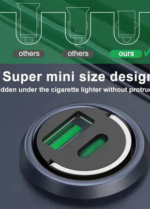 200W mini car charger fast charging for iPhone QC3.0 mini PD USB Type