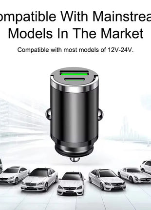 200W mini car charger fast charging for iPhone QC3.0 mini PD USB Type