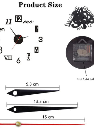 2022 New 3D Roman Numeral Acrylic Mirror Wall Clock Sticker Fashion