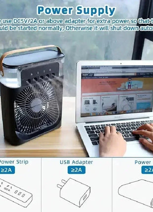 Air Humidifier Cooling USB Fan Water Mist small refrigeration air