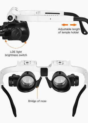 Hot Sell 2XLED Watch Jeweler Repair Magnifier Head-Mounted Headband