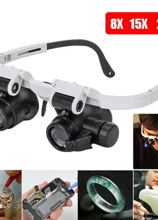 Hot Sell 2XLED Watch Jeweler Repair Magnifier Head-Mounted Headband