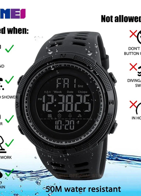 SKMEI 1251 Sports Digital Watch for Men Waterproof Military Electronic