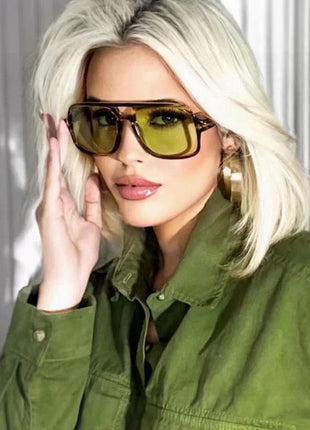 New Fashion Pilot Sunglasses Women Double Bridge Oversized Sun Glasses