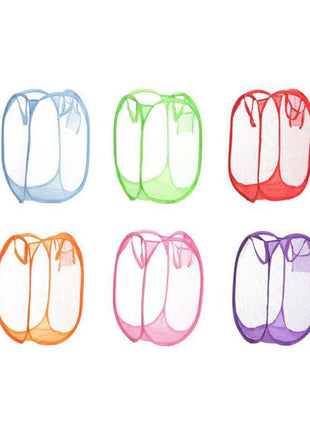 Foldable Color Mesh Clothes Dirty Clothes Basket Household Mesh Dirty