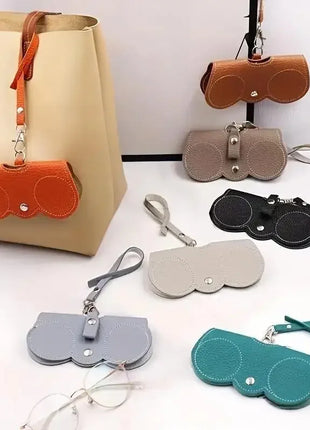 Litchi Embossed Glasses Cover Cute Hanging PU Leather Sunglasses