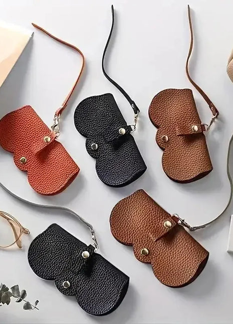 Litchi Embossed Glasses Cover Cute Hanging PU Leather Sunglasses