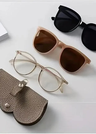 Litchi Embossed Glasses Cover Cute Hanging PU Leather Sunglasses