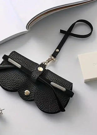 Litchi Embossed Glasses Cover Cute Hanging PU Leather Sunglasses