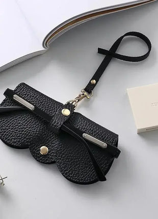 Litchi Embossed Glasses Cover Cute Hanging PU Leather Sunglasses