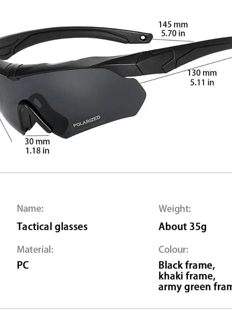 Military Tactical Goggles CS Airsoft Windproof Shooting Glasses HD 3