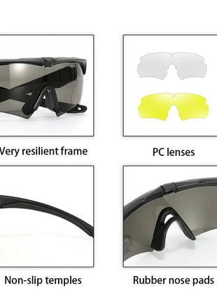 Military Tactical Goggles CS Airsoft Windproof Shooting Glasses HD 3