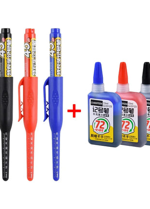 45mm Waterproof Deep Hole Marker Pens Long Nib Head Carpenter Pen
