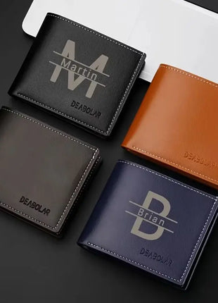 Personalized Men's Vintage Wallet - Custom Name Engraved Bifold Short