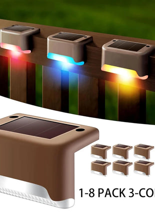 1-8 Pack Led Solar Step Lights Outdoor Fence Garden Lamp for Stairs