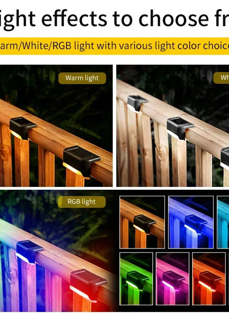 1-8 Pack Led Solar Step Lights Outdoor Fence Garden Lamp for Stairs