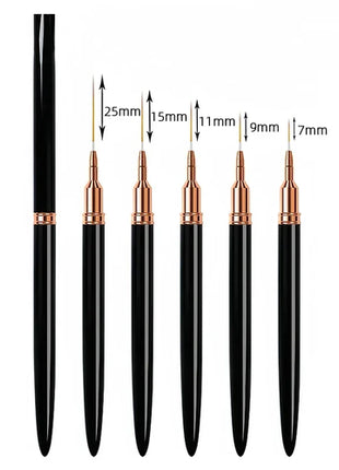 7/9/11/15/25mm Nail Liner Brush Set UV Gel Nail Brushes Kits 5pcs