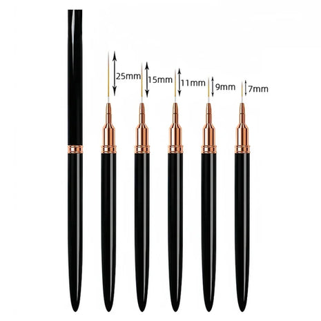 7/9/11/15/25mm Nail Liner Brush Set UV Gel Nail Brushes Kits 5pcs