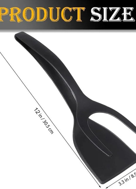 New 2 in 1 Grip Flip Spatula Tongs Egg Flipper Spatula Nylon Non Stick