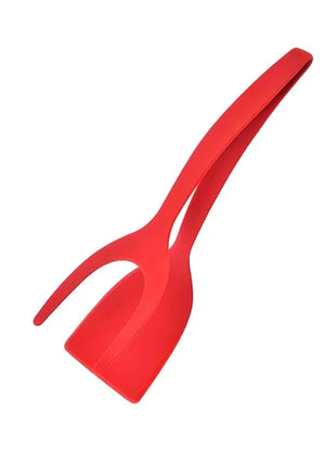 New 2 in 1 Grip Flip Spatula Tongs Egg Flipper Spatula Nylon Non Stick