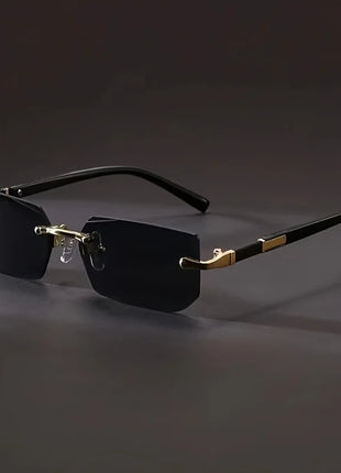 1pc Rimless Sunglasses Rectangle Women Men Shades Small Square Sun
