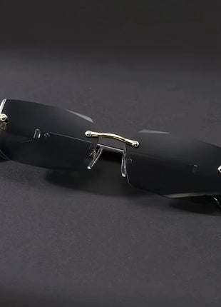 1pc Rimless Sunglasses Rectangle Women Men Shades Small Square Sun