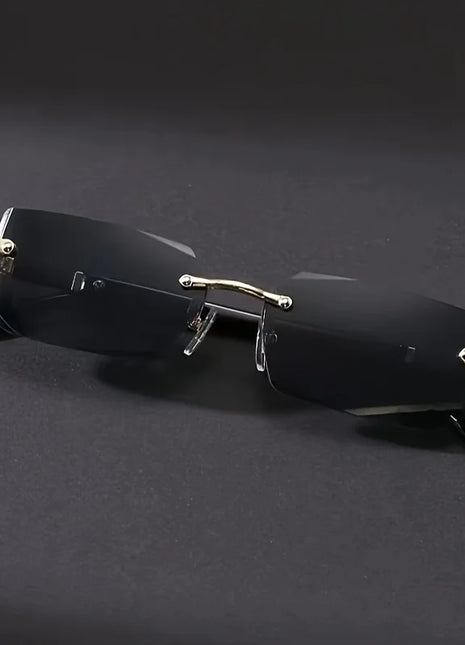 1pc Rimless Sunglasses Rectangle Women Men Shades Small Square Sun