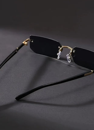 1pc Rimless Sunglasses Rectangle Women Men Shades Small Square Sun