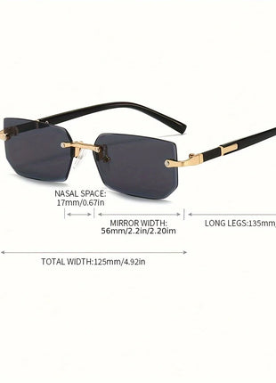 1pc Rimless Sunglasses Rectangle Women Men Shades Small Square Sun