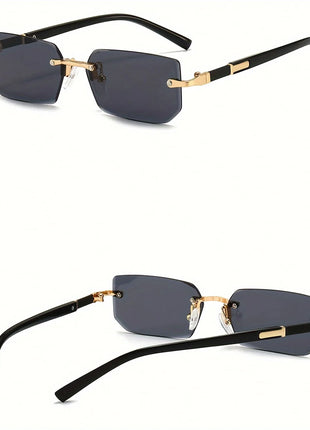 1pc Rimless Sunglasses Rectangle Women Men Shades Small Square Sun