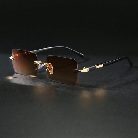 1pc Rimless Sunglasses Rectangle Women Men Shades Small Square Sun