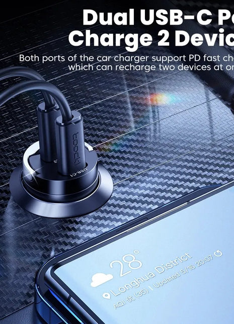 Toocki Mini PD 45W Car Charger Pull Ring Fast Charging USB C Phone