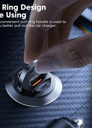 Toocki Mini PD 45W Car Charger Pull Ring Fast Charging USB C Phone