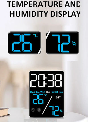 Multifunctional Large Screen Digital Alarm Clock Humidity Display