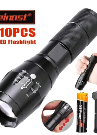 High Power T6 LED Flashlights Camping Torch 5 Light Modes Zoom Light