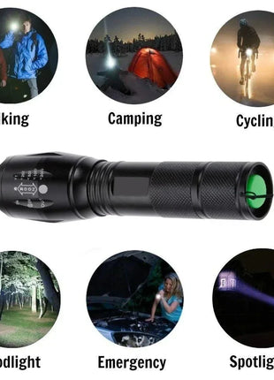 High Power T6 LED Flashlights Camping Torch 5 Light Modes Zoom Light