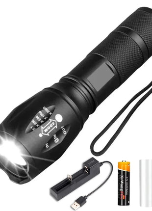 High Power T6 LED Flashlights Camping Torch 5 Light Modes Zoom Light