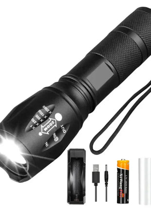 High Power T6 LED Flashlights Camping Torch 5 Light Modes Zoom Light