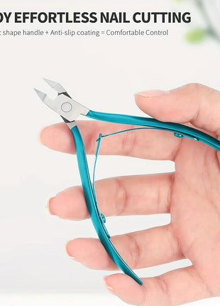 Green Stainless Steel Dead Skin Scissors Bevel Nail Spring Manicure