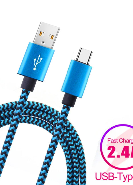 USB Type C Cable Date Sync 2.4A Fast Charging Nylon Braided Wire