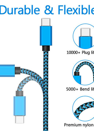 USB Type C Cable Date Sync 2.4A Fast Charging Nylon Braided Wire