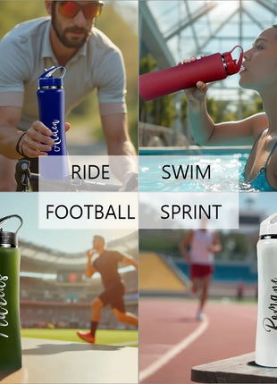 Personalized Insulated Stainless Steel Water Bottle with Straw,