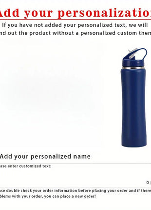 Personalized Insulated Stainless Steel Water Bottle with Straw,