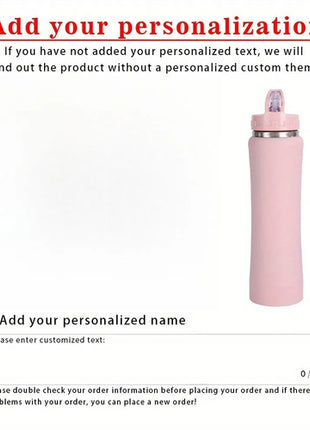 Personalized Insulated Stainless Steel Water Bottle with Straw,