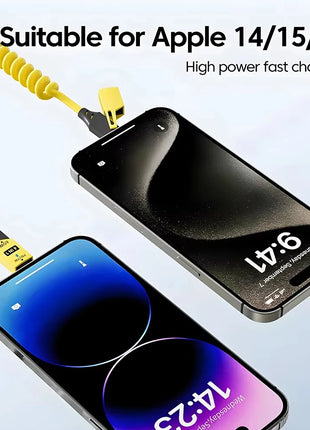 NNBILI 4 in 1 65W Spring Short Data Cable 6A USB Type C Spring