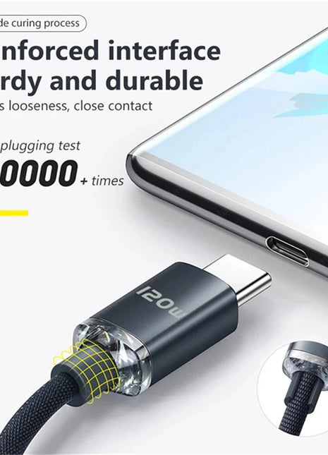 120W 6A Super Fast Charge USB Type C Cable Phone Charger USB Data Cord