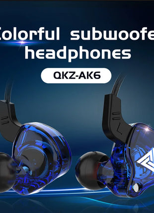 Original QKZ AK6 Copper Driver HiFi Wired Earphone 3.5MM Race Sport